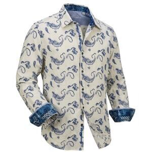 Robert Graham The Dandy Mens Small Blue Paisley Long Sleeve Shirt NWT